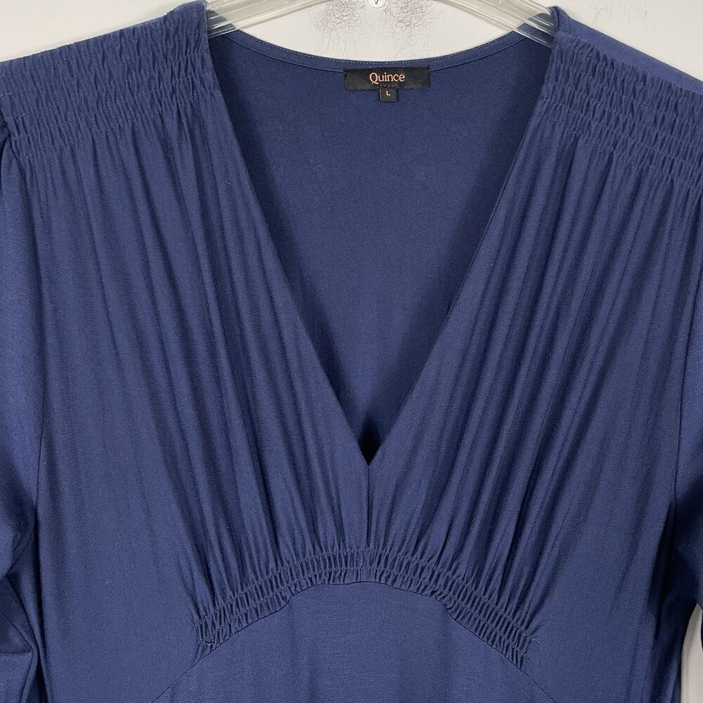 Quince Tencel Jersey Midi Dress Women's Size L Navy Career Capsule Minimalist - Picture 4 of 9